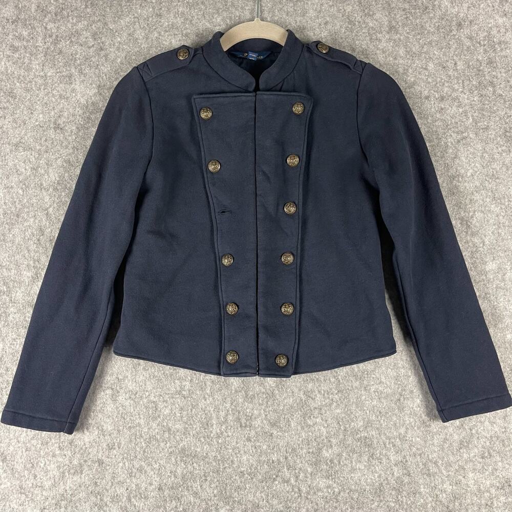 Polo Ralph Lauren French Terry Military Jacket‎ Girls Large 12/14 Blue Preppy